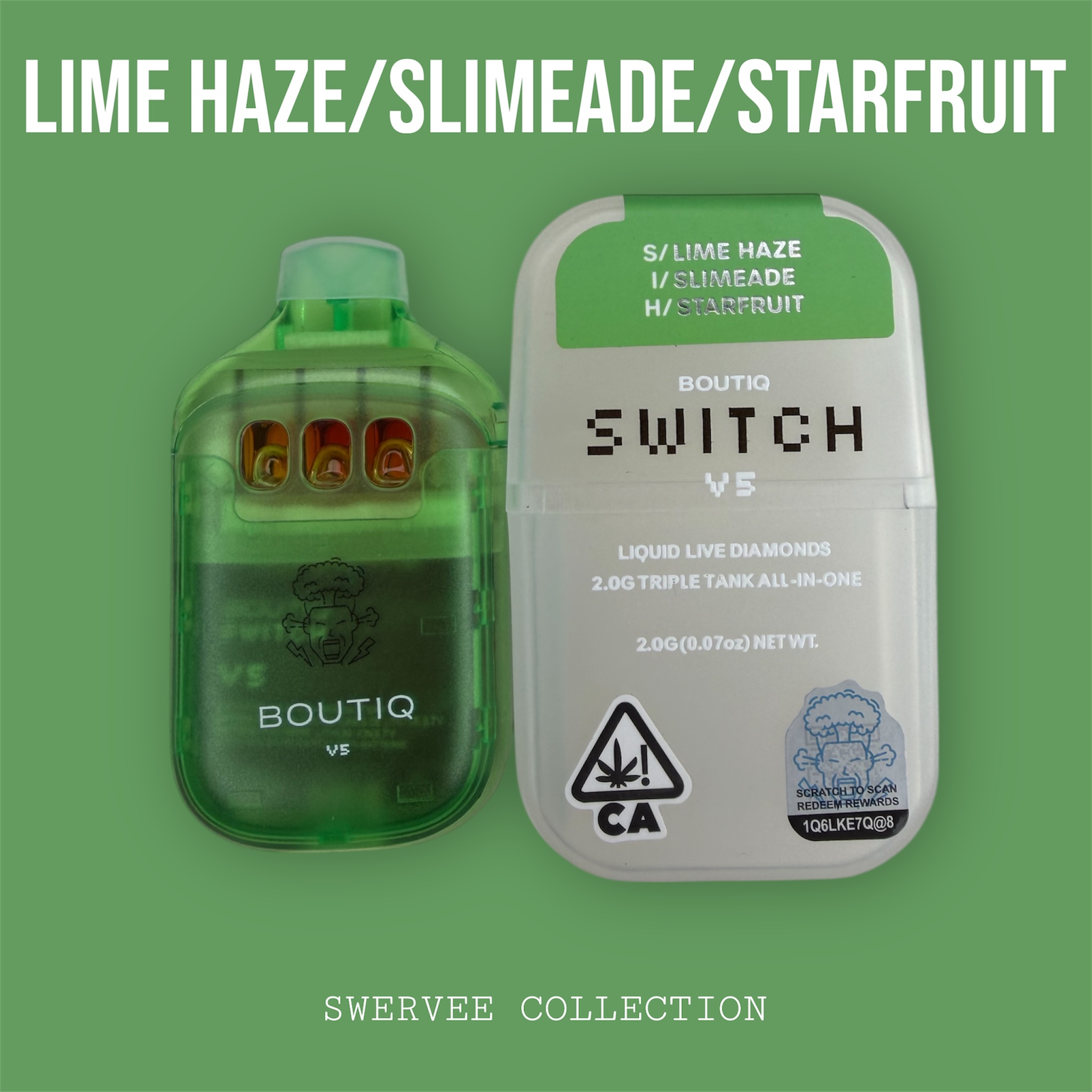 SWITCH BOUTIQ V5 NEW GENERATION TRIPLE TANK Lime Haze/Slimeade/StarFruit 2g Disposable