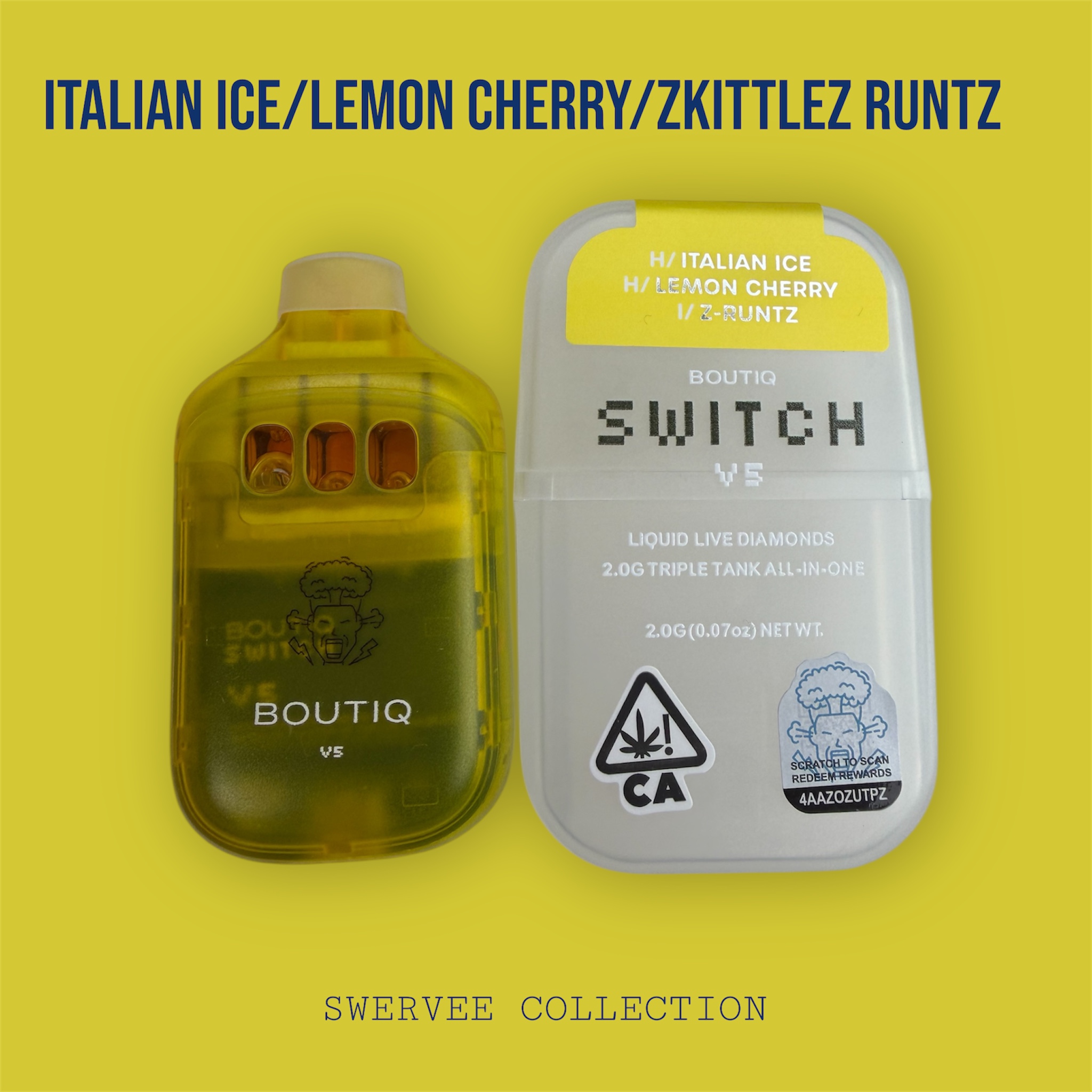 SWITCH BOUTIQ V5 NEW GENERATION TRIPLE TANK Italian Ice/Lemon Cherry/Zkittlez Runtz 2g Disposable