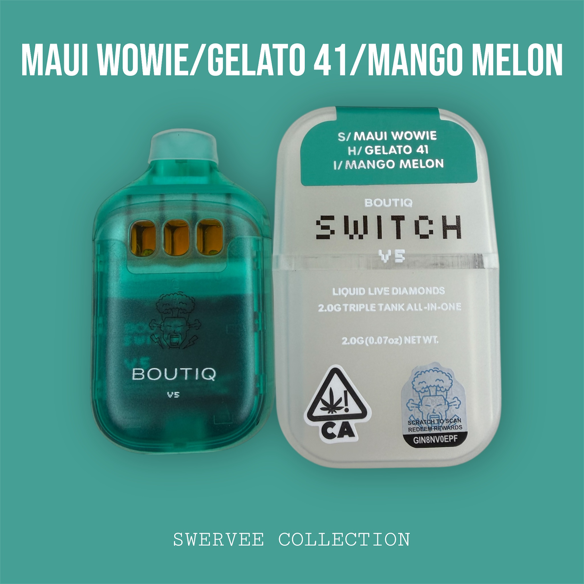 SWITCH BOUTIQ V5 NEW GENERATION TRIPLE TANK Maui Wowie/Gelato 41/Mango Melon 2g Disposable