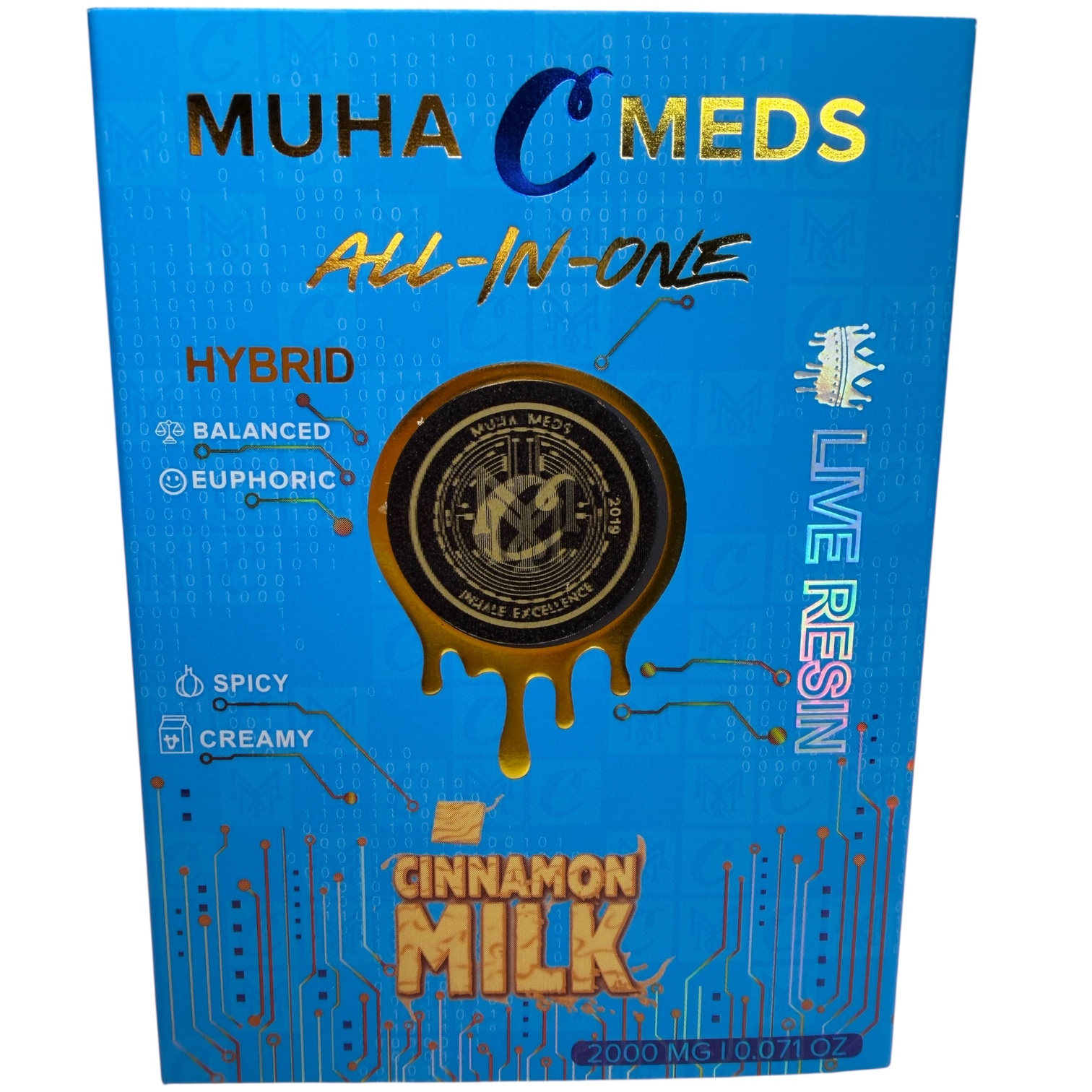 MUHA MEDS X COOKIES CINNAMON MILK (HYBRID) Live Resin + Liquid Diamonds 2g Disposable