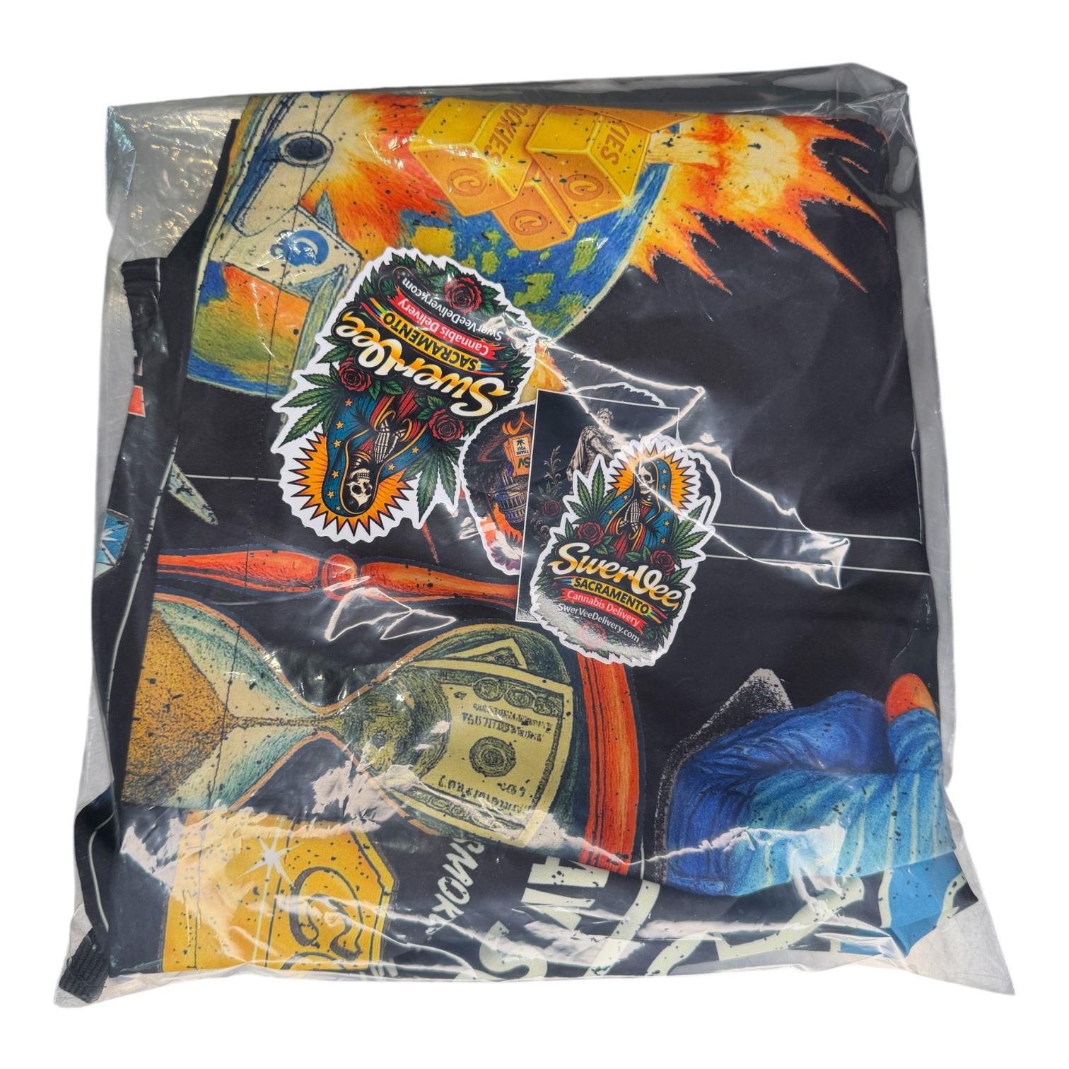 COOKIES SUMMER COLLECTION- NEW MONEY NEWS PRINT SWIM TRUNKS (LARGE) - Image 2