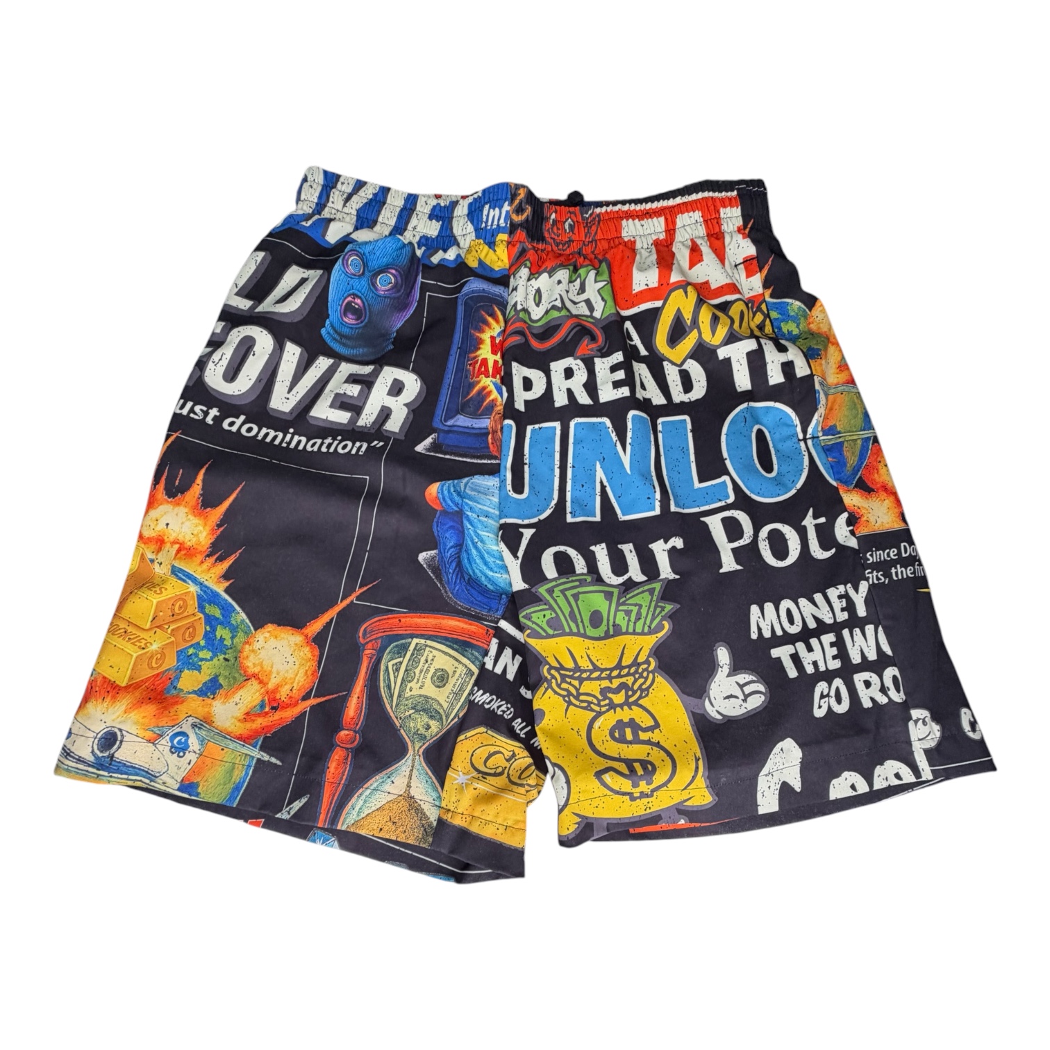 COOKIES SUMMER COLLECTION- NEW MONEY NEWS PRINT SWIM TRUNKS (LARGE) - Image 4